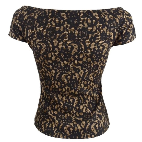 MICHAEL Michael Kors Women's Petite Black Lace Off-The-Shoulder Top (XL, Suntan) - Picture 3 of 9